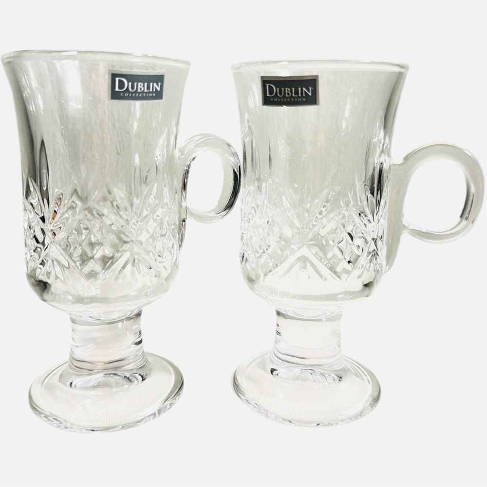 Shannon by Godinger Dublin Collection Set of 2 Crystal Irish Coffee Glasses - Picture 6 of 7